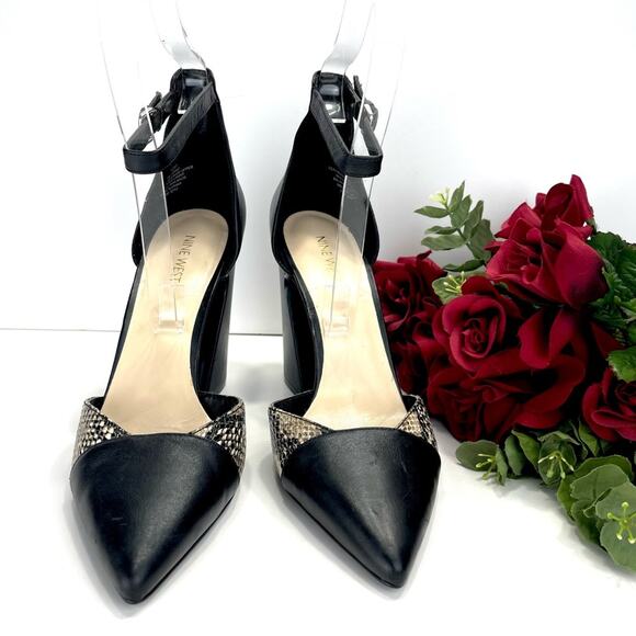 Nine West Hillianao Women Black Heels Sz 10 Leather Adjustable Ankle Strap Pumps - Picture 5 of 14